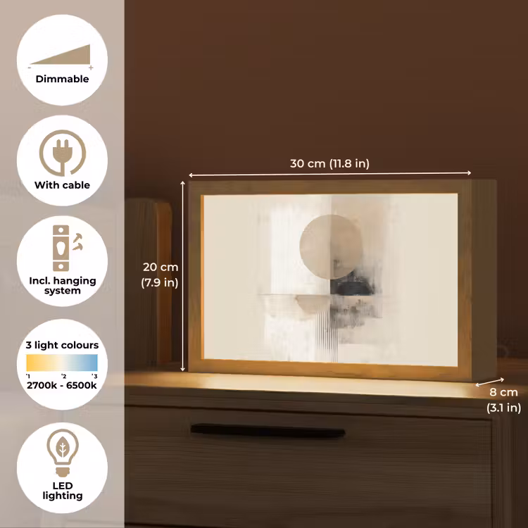 Cirkel - Compositie - Diepte - Beige Light Box met kabel (Tafellamp) klein -USP_EN