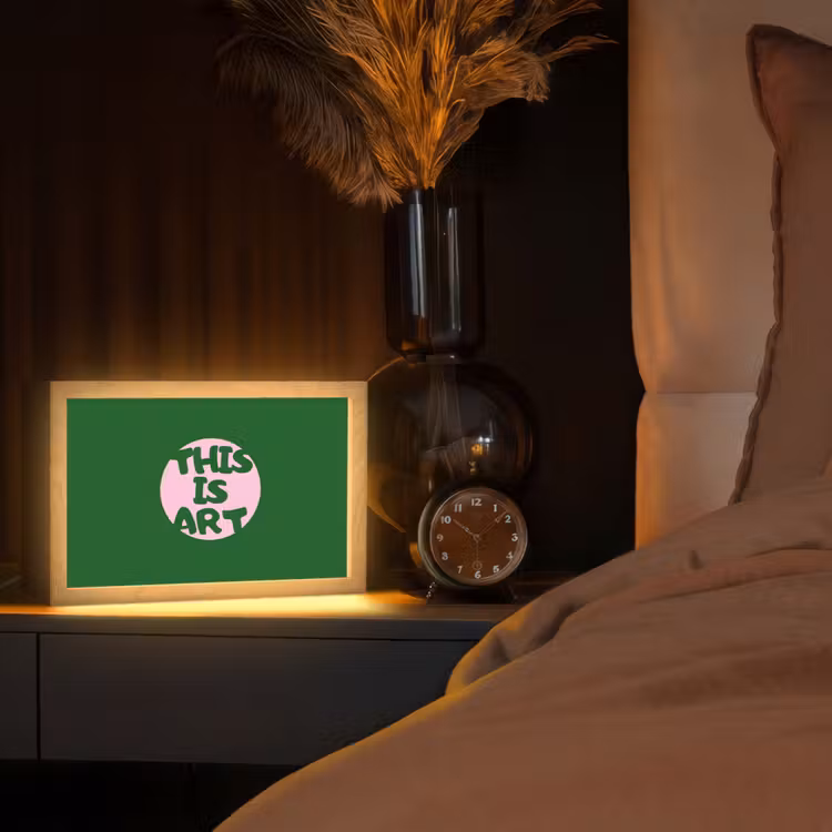 Cirkel - Roze - Tekst - Art Light Box met kabel (Tafellamp) klein -sfeer1