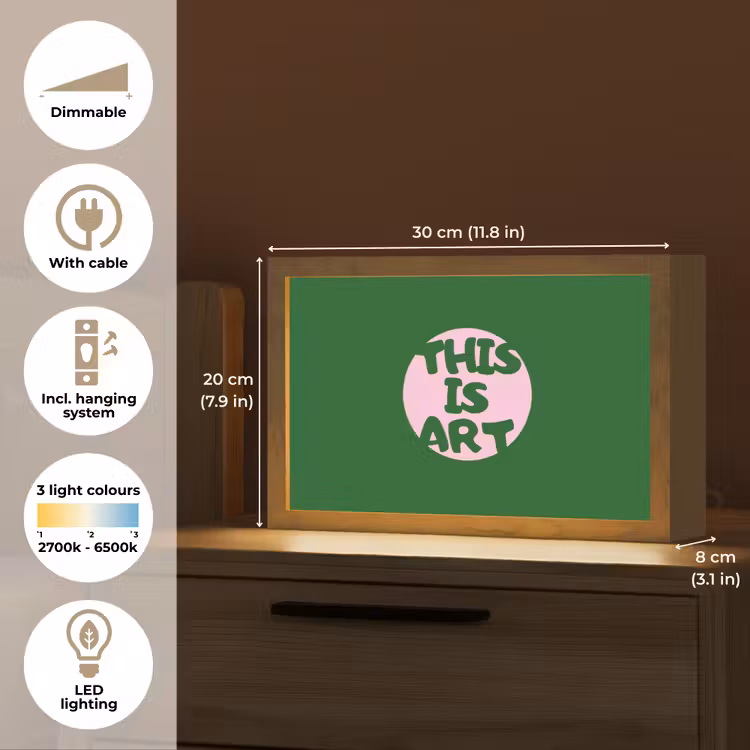Cirkel - Roze - Tekst - Art Light Box met kabel (Tafellamp) klein -USP_EN