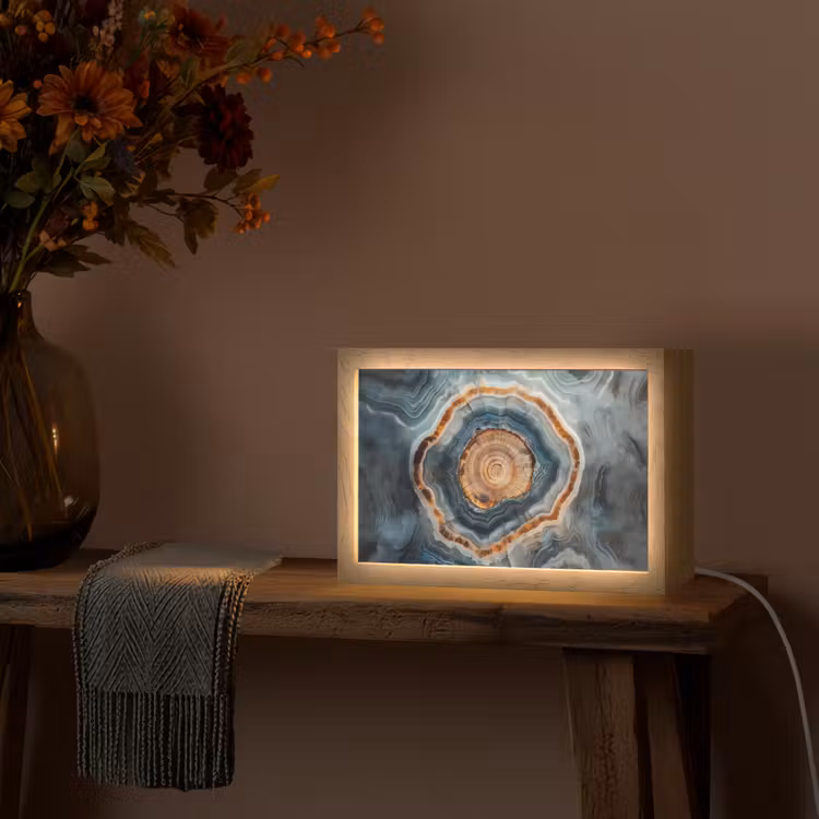 Cirkel - Ringen - Steen - Tinten Light Box met kabel (Tafellamp) klein -sfeer4