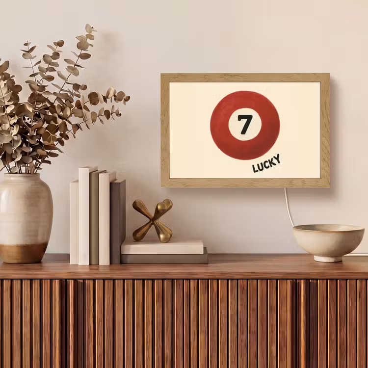 Cirkel - Zeven - Lucky - Rood Light Box met kabel (Tafellamp) klein -sfeer2