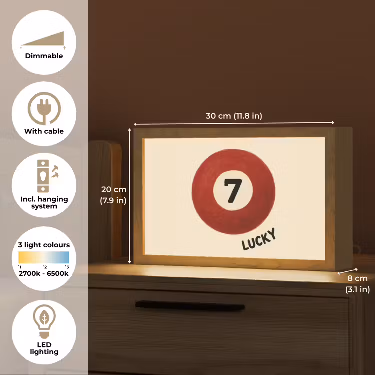 Cirkel - Zeven - Lucky - Rood Light Box met kabel (Tafellamp) klein -USP_EN
