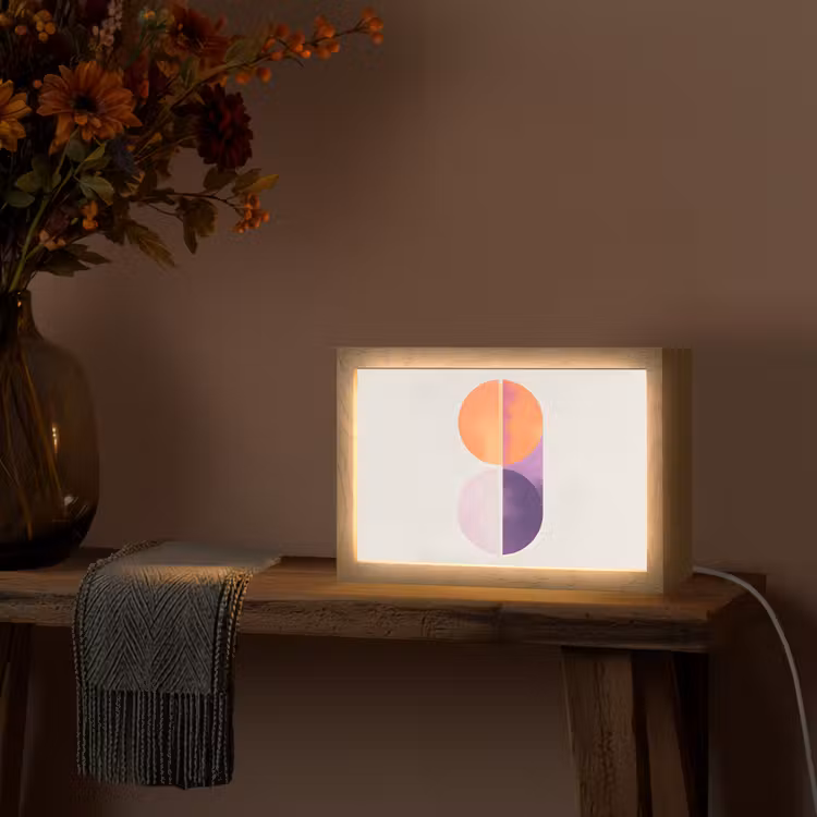 Cirkels - Abstract - Paars Light Box met kabel (Tafellamp) klein -sfeer4