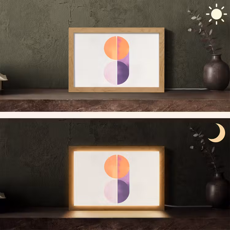 Cirkels - Abstract - Paars Light Box met kabel (Tafellamp) klein -sfeer3