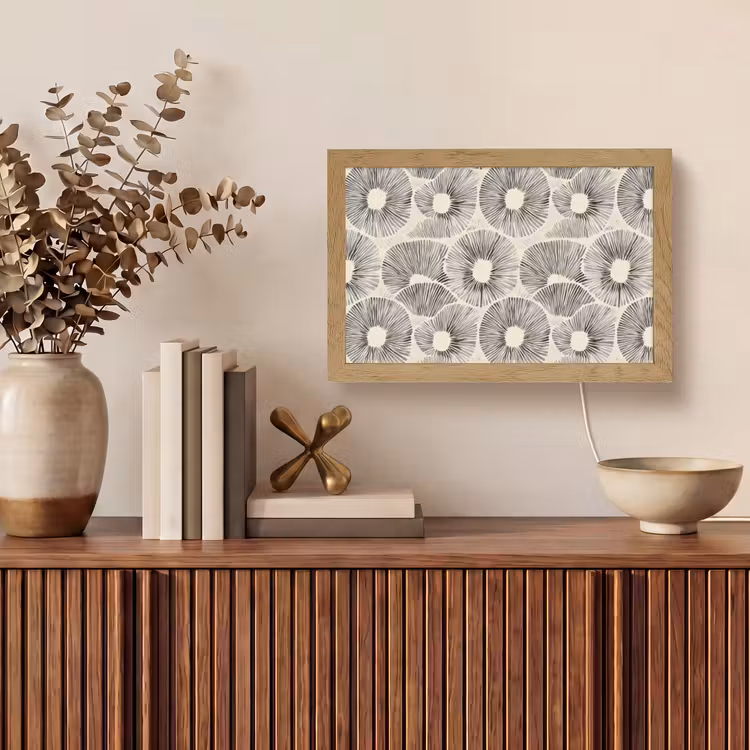 Cirkels - Patroon - Zwart Light Box met kabel (Tafellamp) klein 924 -sfeer2