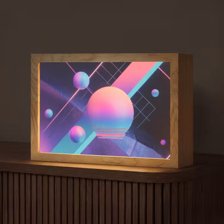Cirkels - Vlakken - Abstract - Blauw Light Box met kabel (Tafellamp) klein -z3d_website