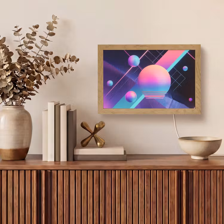 Cirkels - Vlakken - Abstract - Blauw Light Box met kabel (Tafellamp) klein -sfeer2