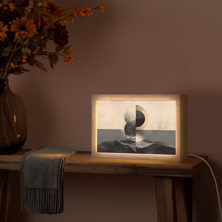 Cirkels - Schaduw - Abstract Light Box met kabel (Tafellamp) klein -sfeer4