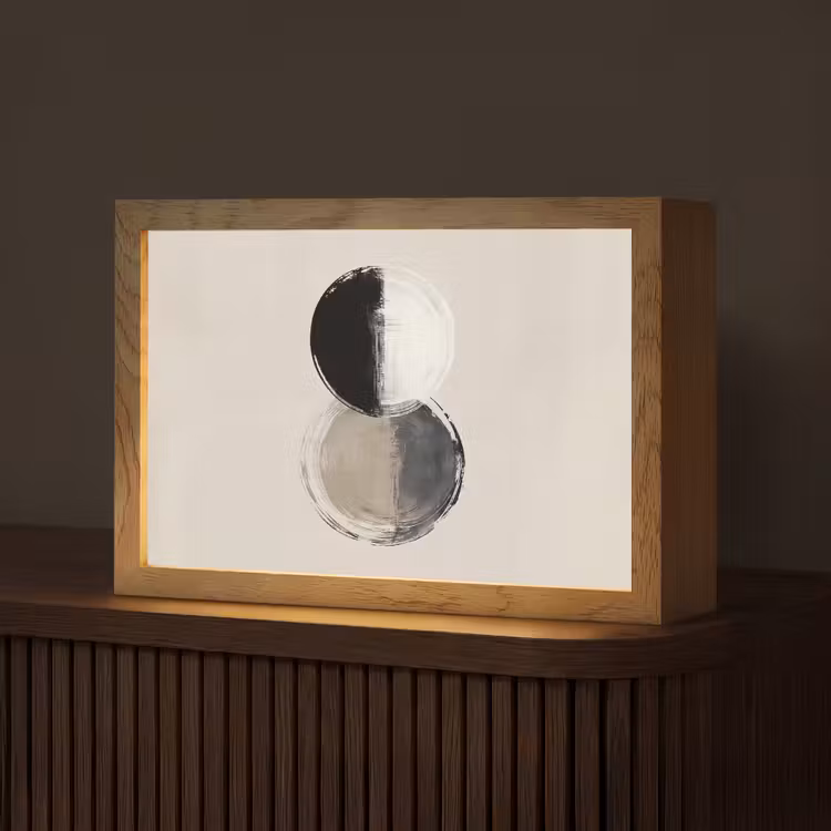 Cirkels - Strepen - Minimalistisch - Zwart Light Box met kabel (Tafellamp) klein -z3d_website