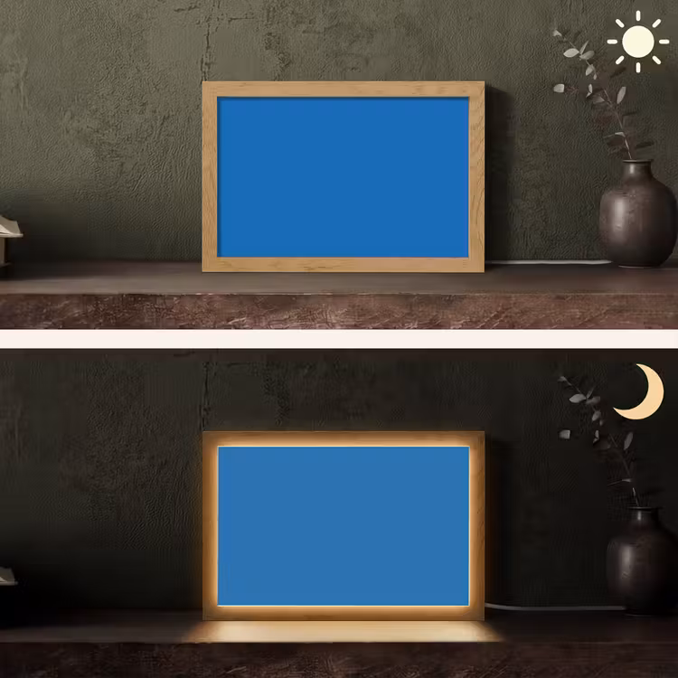 Classic - Azure - Blauw Light Box met kabel (Tafellamp) klein 924 -sfeer3