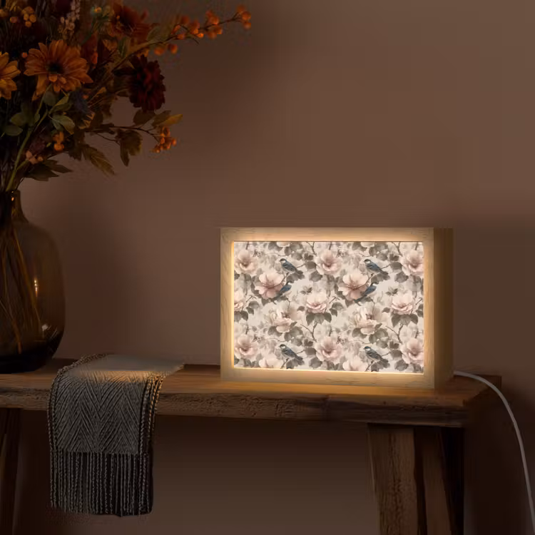 Klassiek - Vogels - Kleurrijk Light Box met kabel (Tafellamp) klein 924 -sfeer4