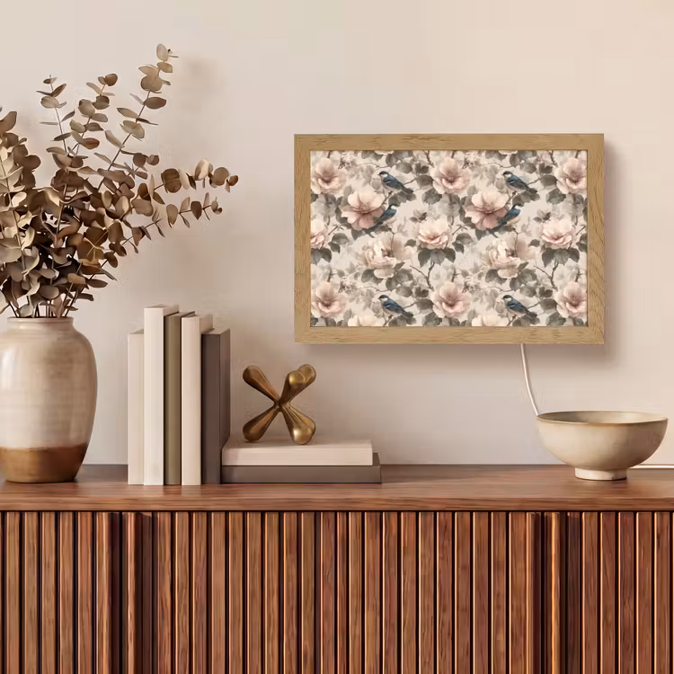 Klassiek - Vogels - Kleurrijk Light Box met kabel (Tafellamp) klein 924 -sfeer2