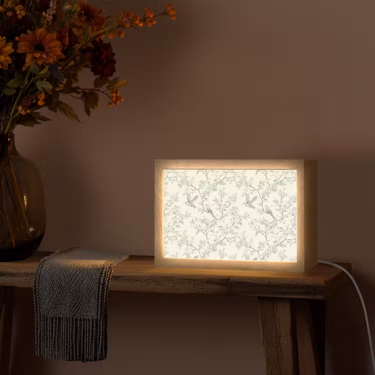 Klassiek - Vogels - Groen Light Box met kabel (Tafellamp) klein 924 -sfeer4