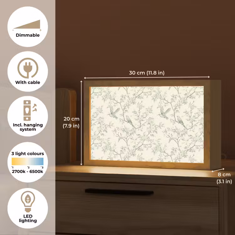 Klassiek - Vogels - Groen Light Box met kabel (Tafellamp) klein 924 -USP_EN