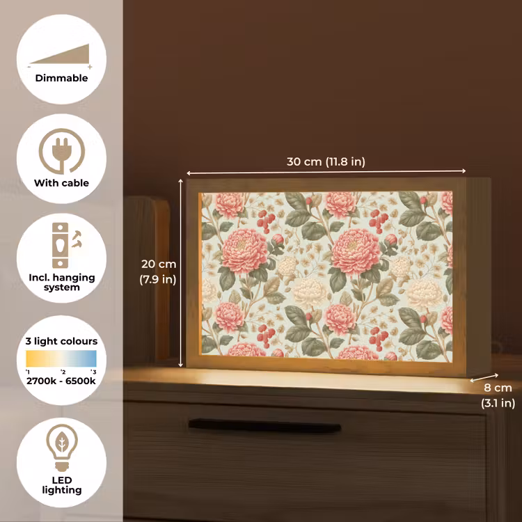 Klassiek - Botanisch - Veelkleurig Light Box met kabel (Tafellamp) klein 924 -USP_EN