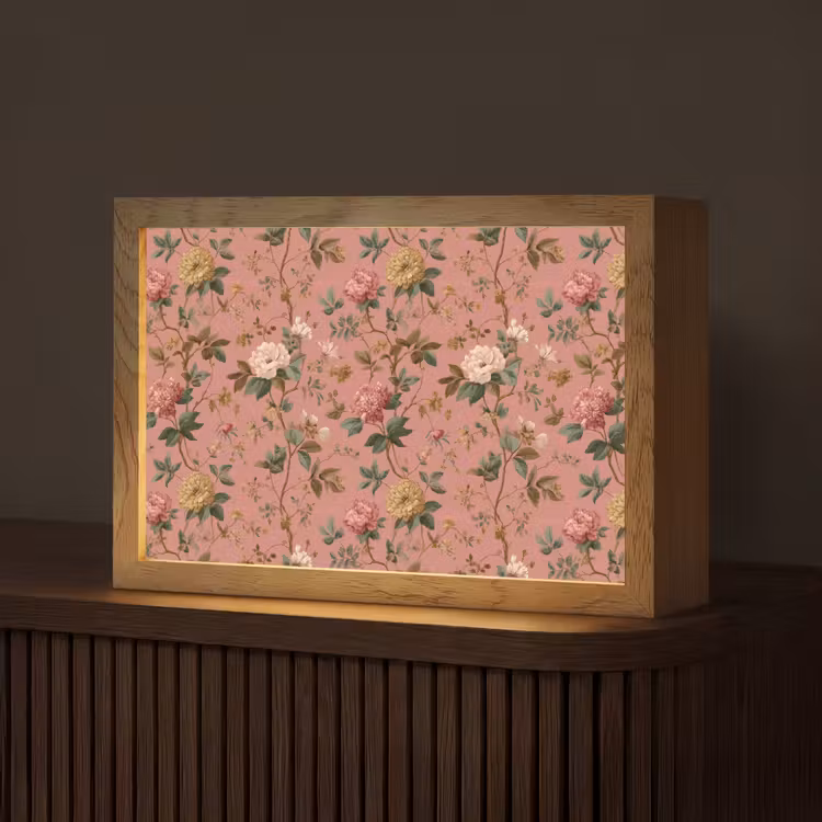 Klassiek - Botanisch - Roze Light Box met kabel (Tafellamp) klein 924 -z3d_website