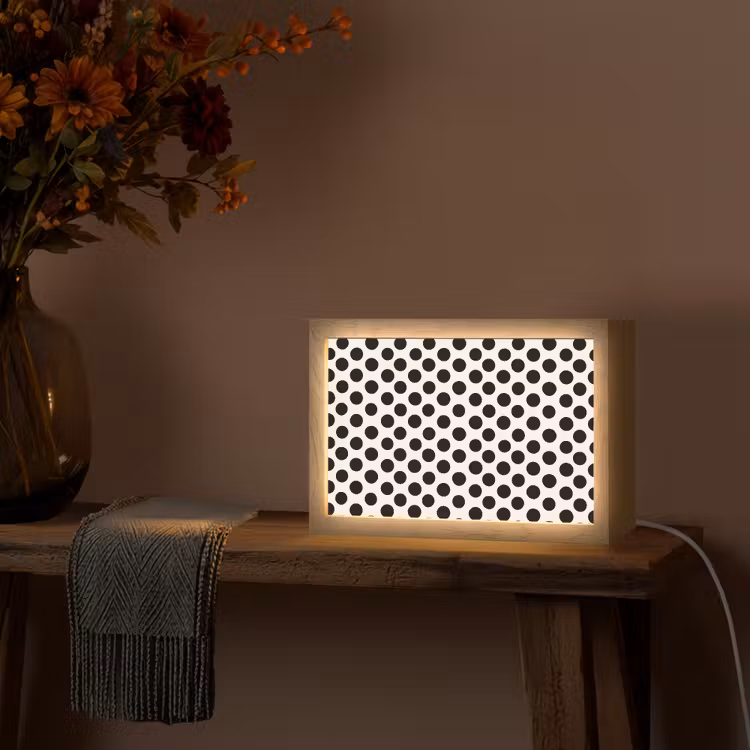 Klassiek - Stippen - Zwart Light Box met kabel (Tafellamp) klein 924 -sfeer4