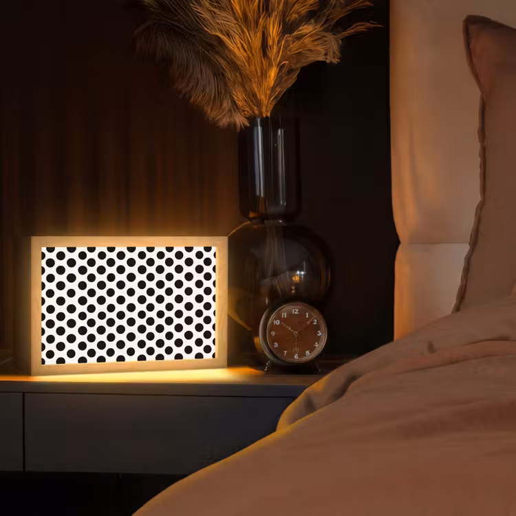 Klassiek - Stippen - Zwart Light Box met kabel (Tafellamp) klein 924 -sfeer1