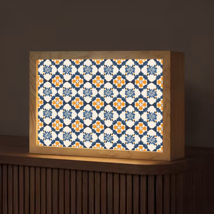 Klassiek - Geometrisch - Blauw Light Box met kabel (Tafellamp) klein 924 -z3d_website