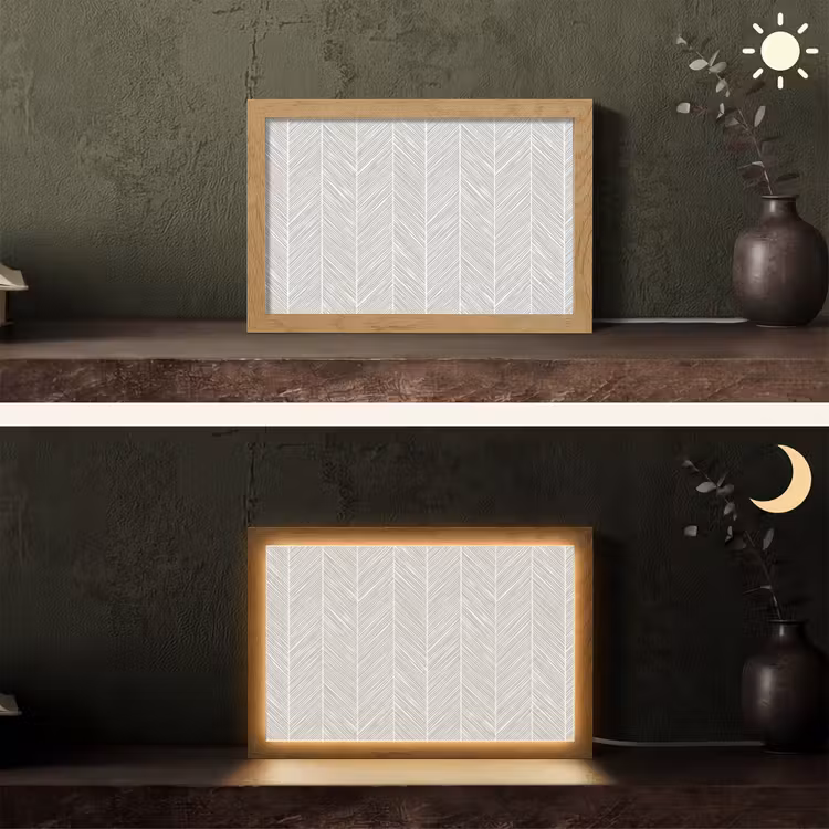 Klassiek - Visgraat - Grijs Light Box met kabel (Tafellamp) klein 924 -sfeer3