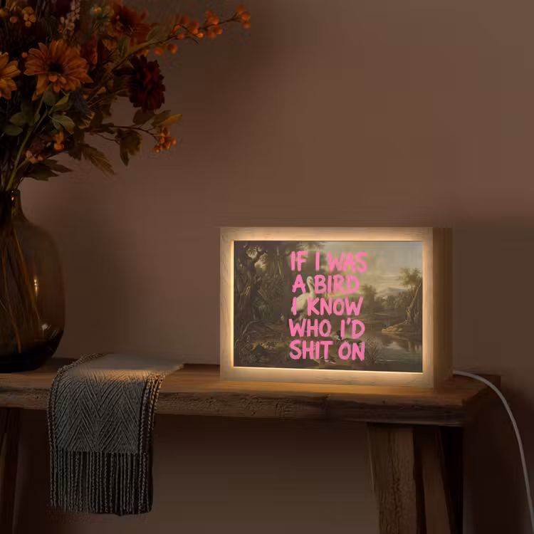 Klassiek - Humor - Roze Light Box met kabel (Tafellamp) klein -sfeer4