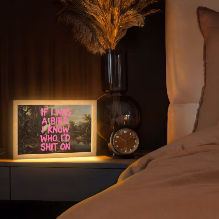Klassiek - Humor - Roze Light Box met kabel (Tafellamp) klein -sfeer1
