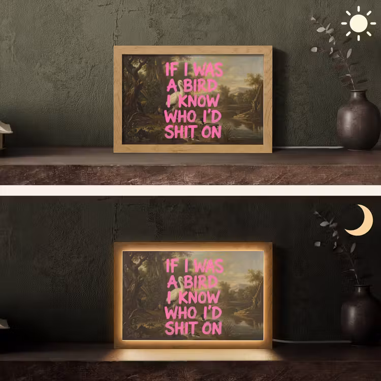 Klassiek - Humor - Roze Light Box met kabel (Tafellamp) klein -sfeer3