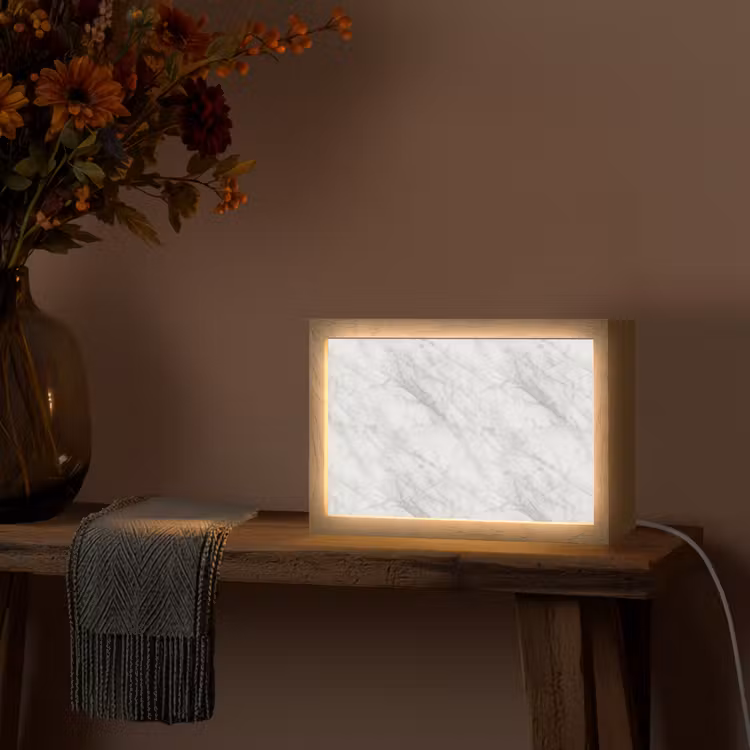 Klassiek - Marmer - Grijs Light Box met kabel (Tafellamp) klein 924 -sfeer4