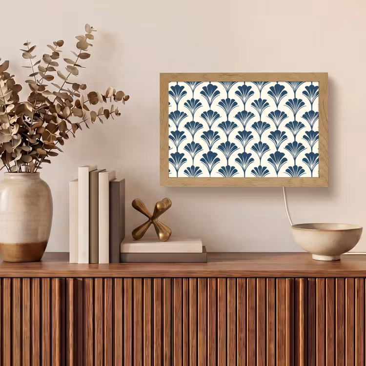 Klassiek - Motief - Blauw Light Box met kabel (Tafellamp) klein 924 -sfeer2