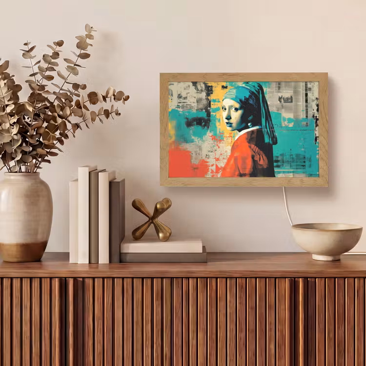 Klassiek - Pareloorbel - Streetartstijl - Kleurrijk Light Box met kabel (Tafellamp) klein -sfeer2