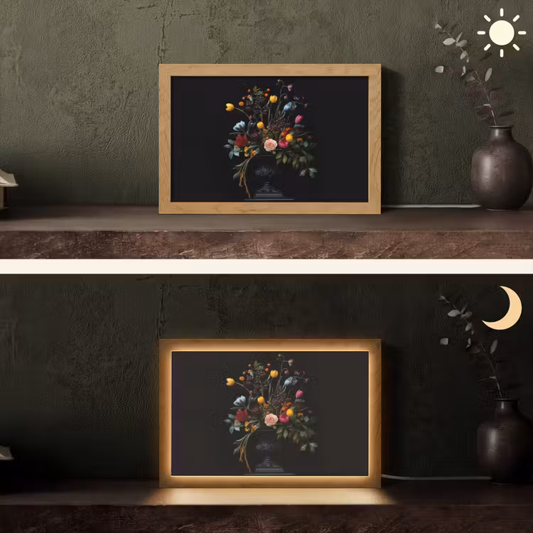 Klassiek - Vaas - Boeket - Bloemen Light Box met kabel (Tafellamp) klein -sfeer3