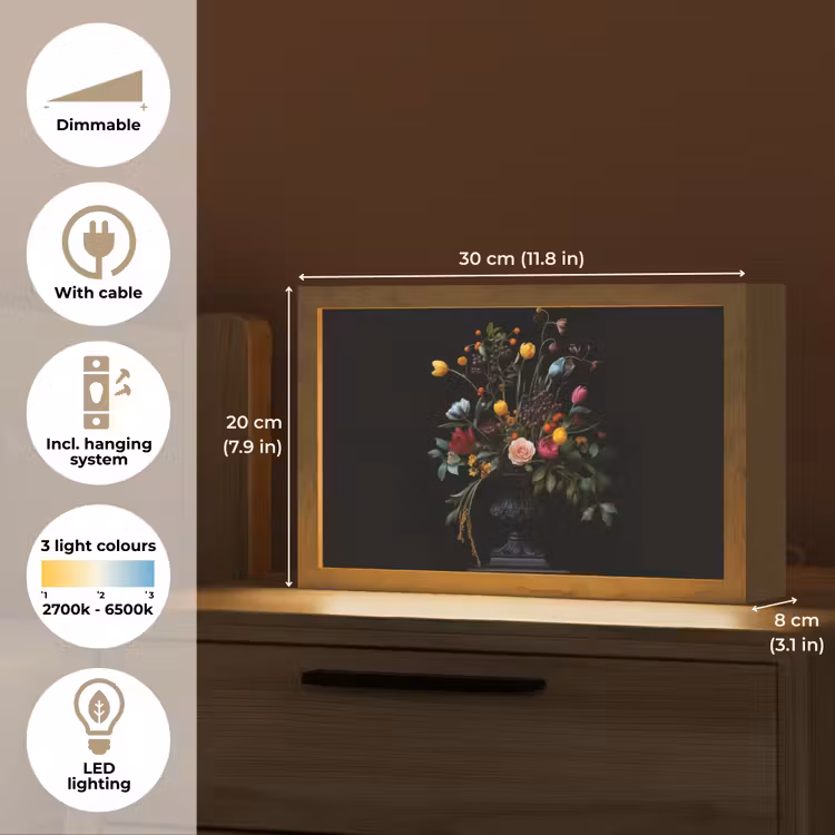Klassiek - Vaas - Boeket - Bloemen Light Box met kabel (Tafellamp) klein -USP_EN