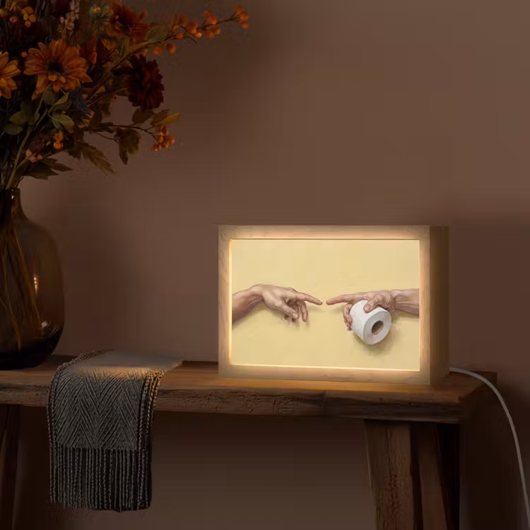 Klassiek - Kunst - Humor Light Box met kabel (Tafellamp) klein -sfeer4