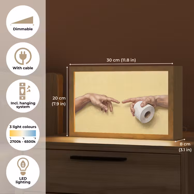 Klassiek - Kunst - Humor Light Box met kabel (Tafellamp) klein -USP_EN