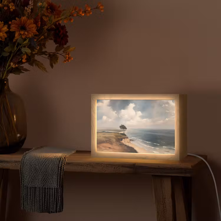 Klif - Zee - Boom Light Box met kabel (Tafellamp) klein -sfeer4