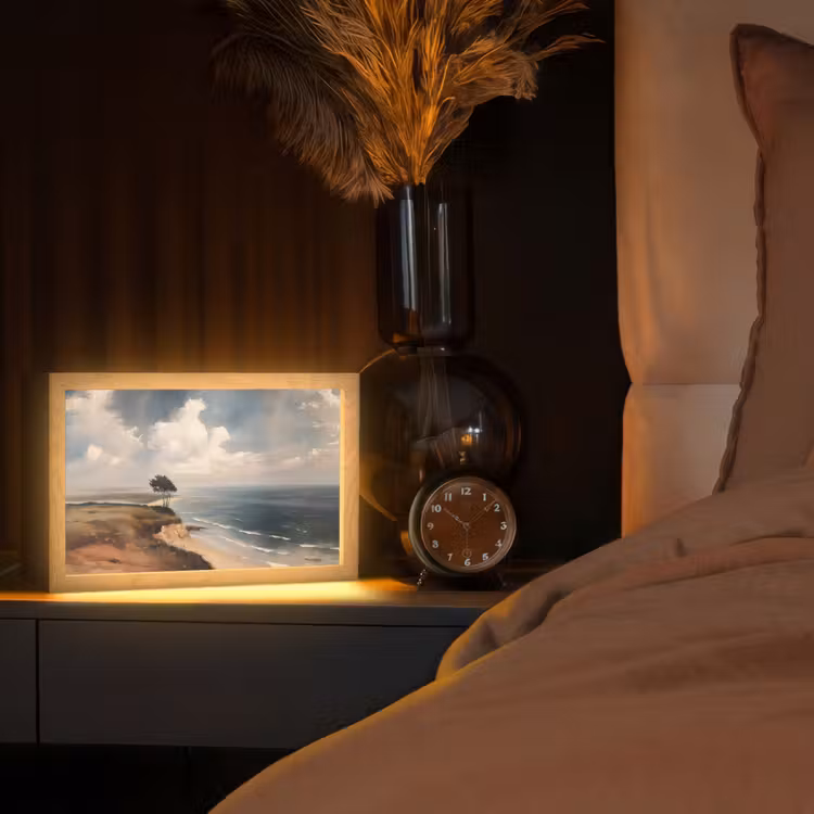 Klif - Zee - Boom Light Box met kabel (Tafellamp) klein -sfeer1
