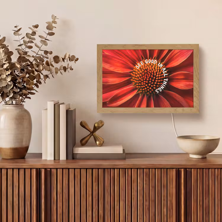 Close up - Bloem - Quote - Rood Light Box met kabel (Tafellamp) klein -sfeer2