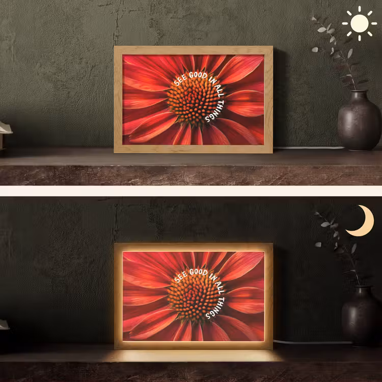 Close up - Bloem - Quote - Rood Light Box met kabel (Tafellamp) klein -sfeer3