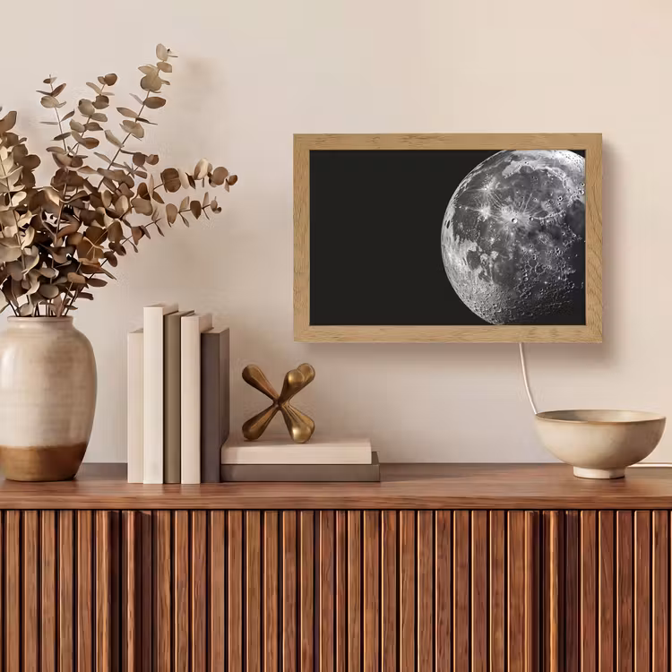 Close-up - Maan - Wit - Textuur Light Box met kabel (Tafellamp) klein -sfeer2