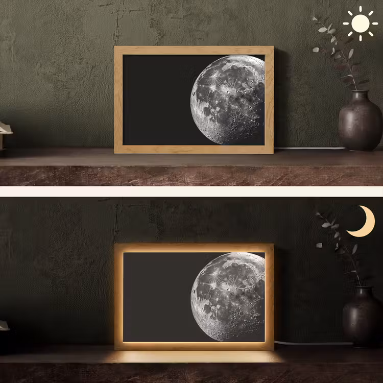Close-up - Maan - Wit - Textuur Light Box met kabel (Tafellamp) klein -sfeer3
