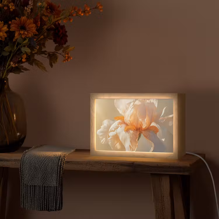 Close up - Oranje - Iris Light Box met kabel (Tafellamp) klein -sfeer4