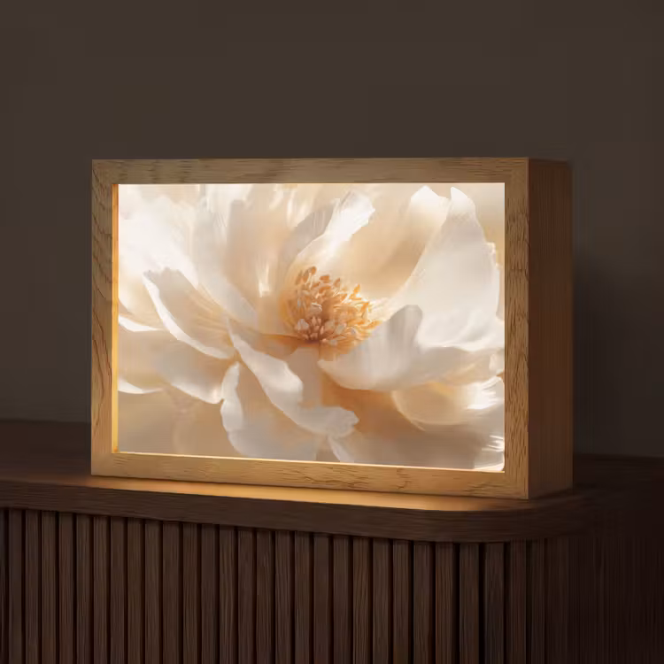 Close up - Pioenroos - Wit Light Box met kabel (Tafellamp) klein -z3d_website