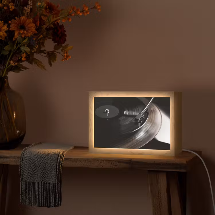 Close-up - Vinylplaat - Platenspeler - Zwart Light Box met kabel (Tafellamp) klein -sfeer4