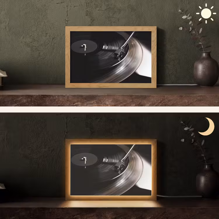 Close-up - Vinylplaat - Platenspeler - Zwart Light Box met kabel (Tafellamp) klein -sfeer3