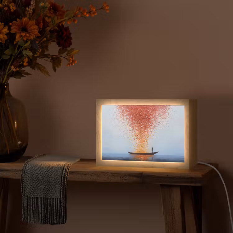 Wolk - Confetti - Boot - Wateroppervlakte Light Box met kabel (Tafellamp) klein -sfeer4