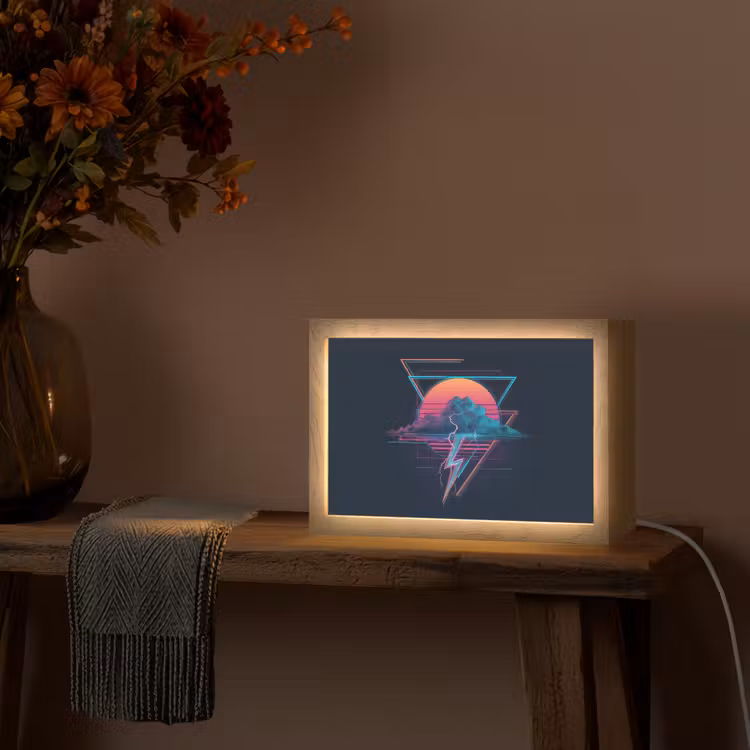 Wolk - Bliksemschicht - Driehoeken - Lijnen Light Box met kabel (Tafellamp) klein -sfeer4