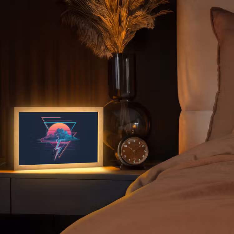 Wolk - Bliksemschicht - Driehoeken - Lijnen Light Box met kabel (Tafellamp) klein -sfeer1