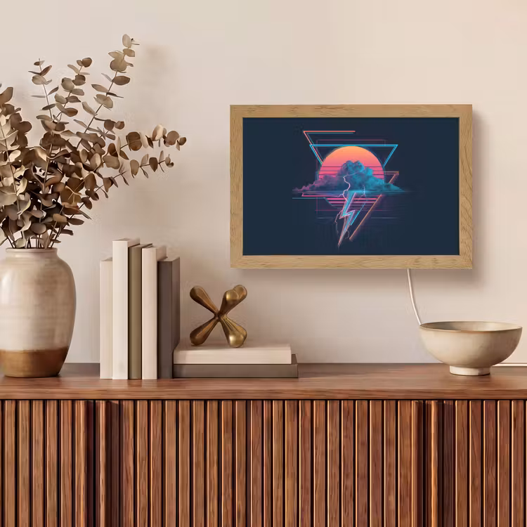 Wolk - Bliksemschicht - Driehoeken - Lijnen Light Box met kabel (Tafellamp) klein -sfeer2
