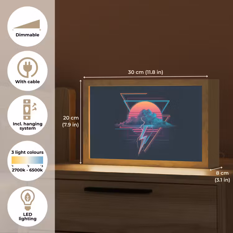 Wolk - Bliksemschicht - Driehoeken - Lijnen Light Box met kabel (Tafellamp) klein -USP_EN