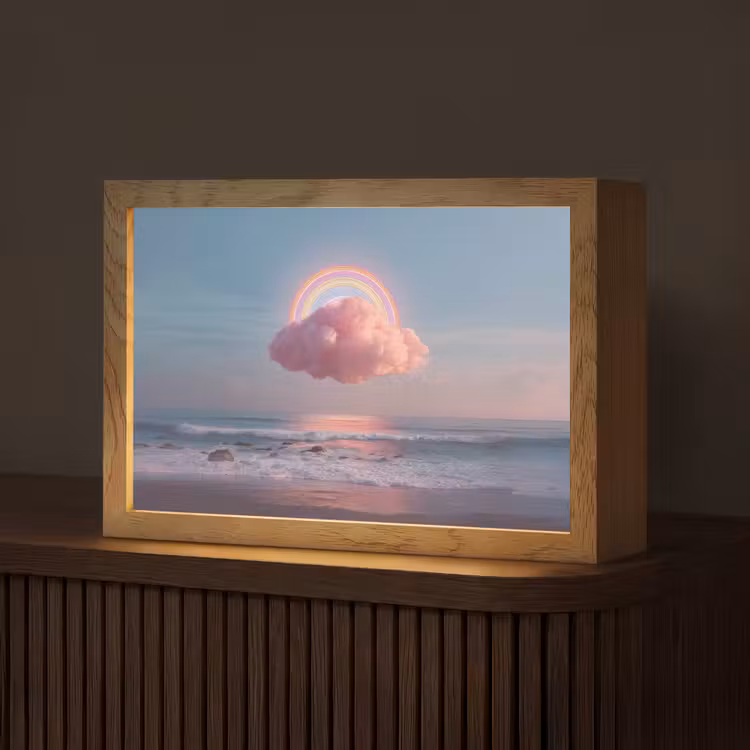 Wolk - Regenboog - Zee Light Box met kabel (Tafellamp) klein -z3d_website